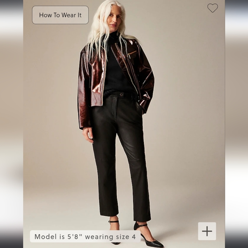 Collection cropped straight-leg pant in leather by J. Crew NWT! Size 12